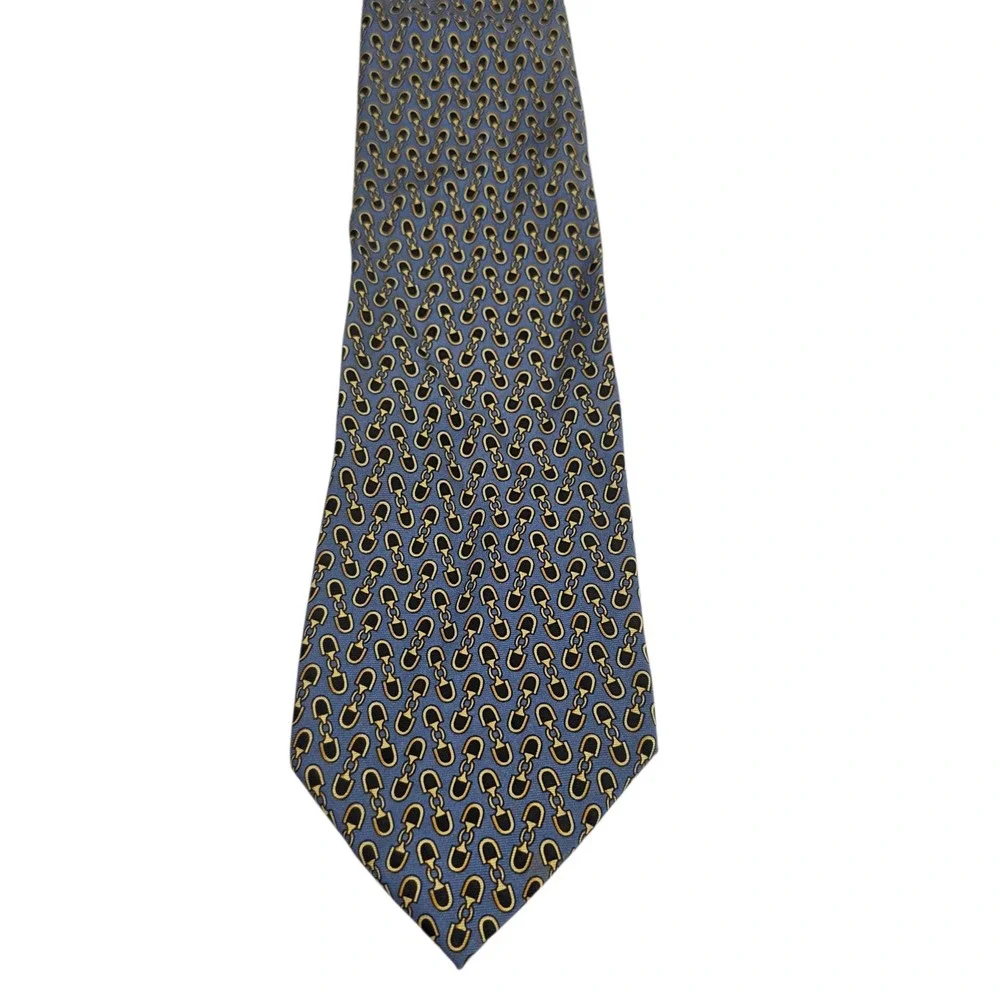 Paolo Designed By Paolo Gucci Mens‎ Necktie Blue One Size Silk Horse Bit Link